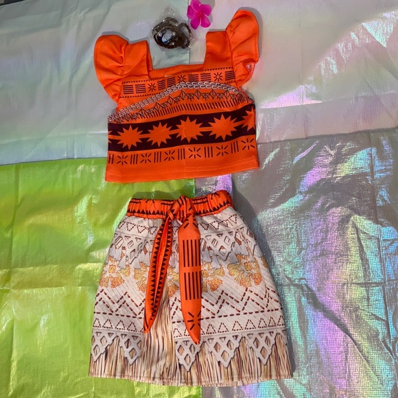 Girls Princess Costume Skirt Sets wit accessories Orange 2T - Picture 3 of 4